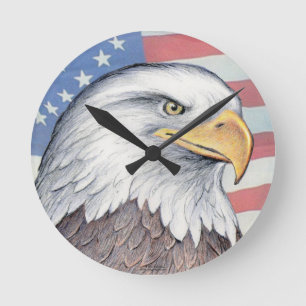 Horloge Ronde Paul McJamee "American Bald Eagle" Clock