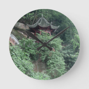 Horloge Ronde Pavillon de bouddhiste de Le Shan Mountainside