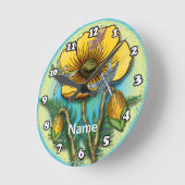 Horloge Ronde Pavillon jaune Coquelicot (Angle)