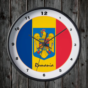 Horloge Ronde Pavillon roumain patriotique & Roumanie Accueil /