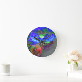 Horloge Ronde pavot bleu floral Abstrait (Maison)
