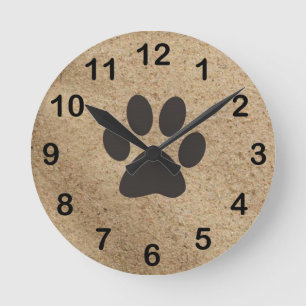 Horloge Ronde Paw Print on Sand Art Clock