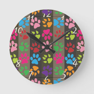 Horloge Ronde Paw Prints Clock