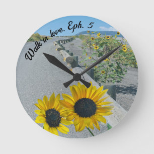 Horloge Ronde Pays décontracté "marche amoureuse" Eph5 tournesol