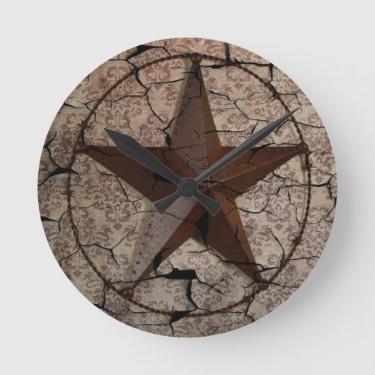 Horloge Ronde Pays occidental rustique Primitif Texas Star (Recto)