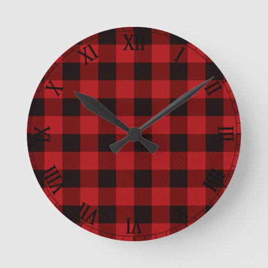Horloge Ronde Pays rouge et noir plaid (Recto)