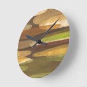 Horloge Ronde Paysage Abstrait de ton terrestre (Angle)