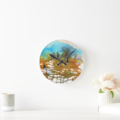 Horloge Ronde Paysage Art Arbres Peinture Abstraite (Maison)