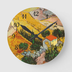 Horloge Ronde Paysage avec Maison et PloughmaVincent van Gogh