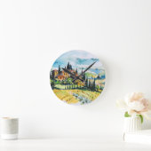 Horloge Ronde Paysage avec ville et cyprès (Maison)