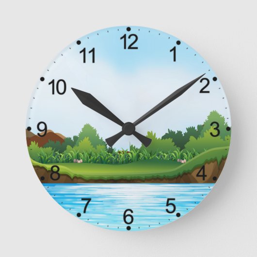 Horloge Ronde Paysage bleu ciel vert-10826 (Recto)