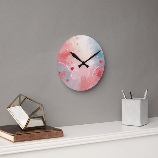 Horloge Ronde Paysage de cœurs doux (Bureau)