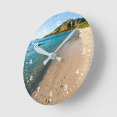 Horloge Ronde Paysage de plage tropicale, Fidji (Angle)