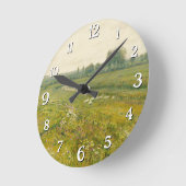 Horloge Ronde Paysage de prairie étendu avec oies (Angle)