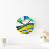 Horloge Ronde Paysage de Sunburst Rainbow (Maison)