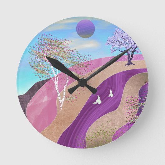 Horloge Ronde Paysage des fleurs du printemps (Recto)