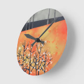 Horloge Ronde Paysage moderne Art Orange (Angle)
