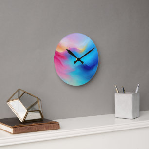 Horloge Ronde Paysage rose et bleu "Shroudglen".