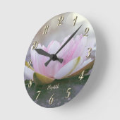 Horloge Ronde Paysage rose lotus, Zen (Angle)