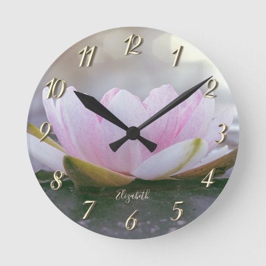 Horloge Ronde Paysage rose lotus, Zen (Recto)