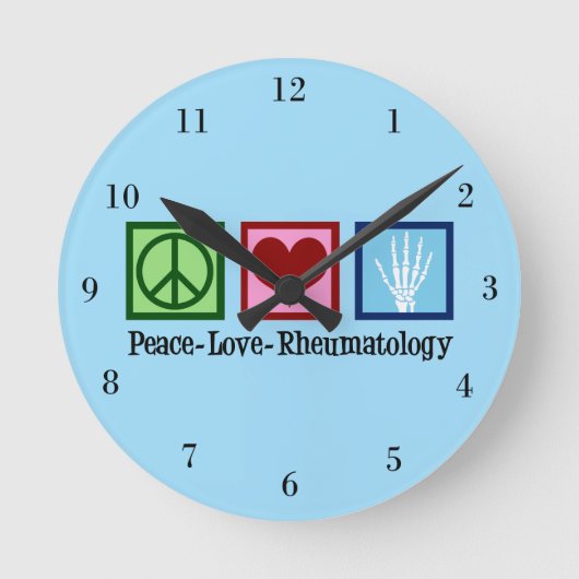 Horloge Ronde Peace Love Rheumatology (Recto)