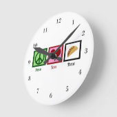 Horloge Ronde Peace Love Tacos (Angle)