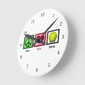 Horloge Ronde Peace Love Tennis (Angle)
