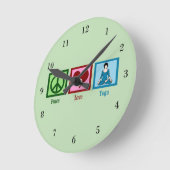 Horloge Ronde Peace Love Yoga (Angle)