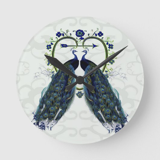 Horloge Ronde PEAFOWL peacock love heart personalized (Recto)