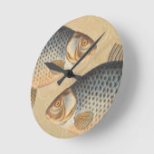 Horloge Ronde Pêche à la carpe peinture à l'eau douce (Angle)
