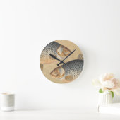 Horloge Ronde Pêche à la carpe peinture à l'eau douce (Maison)