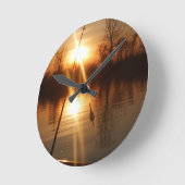 Horloge Ronde Pêche au coucher du soleil (Angle)