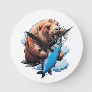 Horloge Ronde Pêche aux morses dans la mer