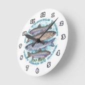Horloge Ronde Pêche Fish Tremble (Angle)
