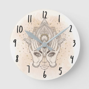 Horloge Ronde Pêche & Or Boho Fleur de Lotus Beauté