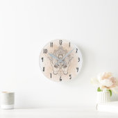 Horloge Ronde Pêche & Or Boho Lotus Flower Beauté (Maison)