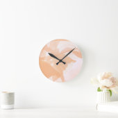 Horloge Ronde Pêcher Fuzz Abstrait Floral (Maison)
