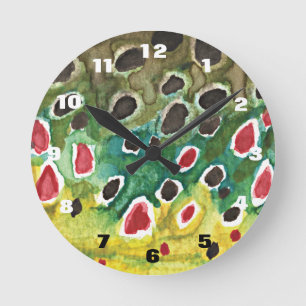 Horloge Ronde Pêcheur Brown pêcheur à la truite pêcheur à l