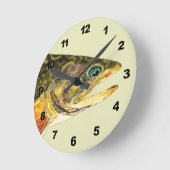 Horloge Ronde Pêcheur de truite brook (Angle)