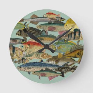 Horloge Ronde Pêcheur Pêcheur En Mer Profonde Pêche Exotique Tro