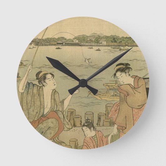 Horloge Ronde Pêcheurs Japonais (Recto)
