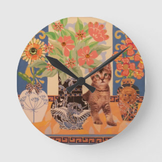 Horloge Ronde Peekaboo Kitten : Cute Kitty Clock