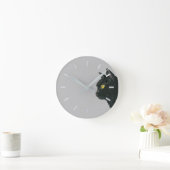 Horloge Ronde Peeking Black Cat Watercolor (Maison)
