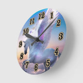 Horloge Ronde Pégase avec arc-en-ciel (Angle)