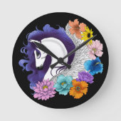 Horloge Ronde Pegasus Black Floral (Recto)