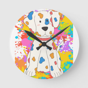 Horloge Ronde peinture à éclaboussure de chien