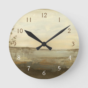 Horloge Ronde Peinture à l'huile de paysage moderne Sunset