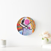 Horloge Ronde Peinture Abstraite colorée (Maison)