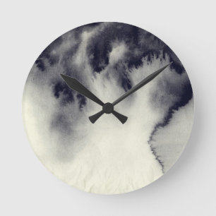 Horloge Ronde Peinture abstraite d'encre sur la texture de