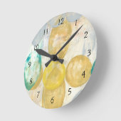 Horloge Ronde Peinture Abstraite moderne sur papier journal (Angle)